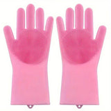 Dishwashing gloves - silicone gloves - gloves - dishwashing - kitchen gloves - rubber dishwashing gloves - dishwashing gloves - frost-resistant gloves - pink