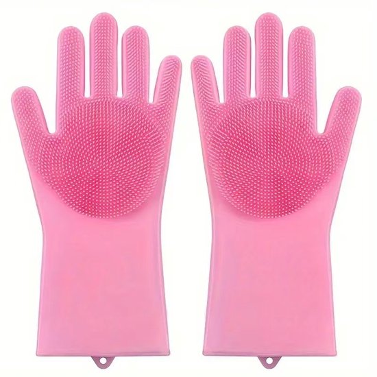 Dishwashing gloves - silicone gloves - gloves - dishwashing - kitchen gloves - rubber dishwashing gloves - dishwashing gloves - frost-resistant gloves - pink