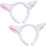 2-Piece Animal Headbands - With Sheep Ears - Cute Headbands for Adults and Kids to Role Play - White and Pink Sheep Costume Accessories