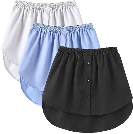 Three-Piece Extended Set - Women - Adjustable Layered Top - Midi Skirt - Layered Bra - Black, White and Blue (Size XL)
