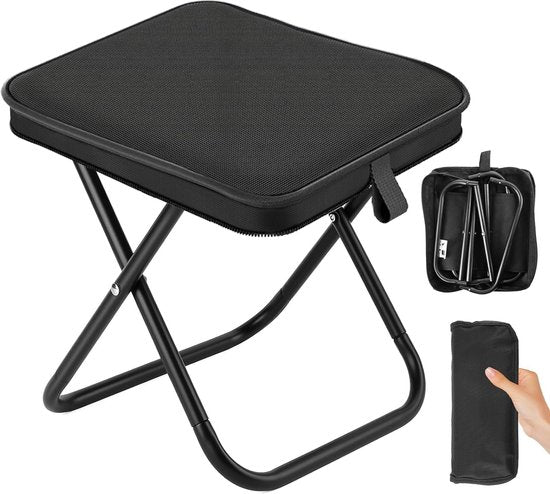 Folding Chair - Fishing Stool - Camping Folding Stool - Mini Folding Chair - Outdoor Folding Chair - Suitable for Travel, Picnics, Hiking, Fishing, Gardening (Black)