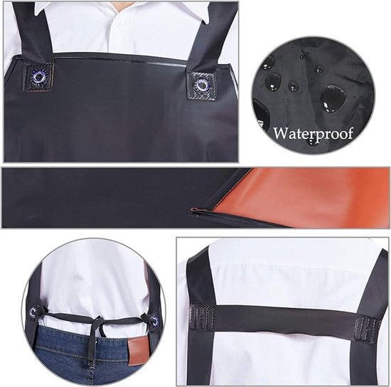 Waterproof Apron - Adjustable, Heavy-Duty Waterproof Apron - Apron - Extended - Extra Large - Waterproof Apron - Black
