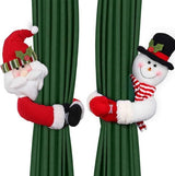 Christmas Themed Curtain Ties - (Set of Two) - Curtain Ties - Curtain Hooks - Snowman Design - Suitable for curtains, windows, wine bottle decorations, Christmas decorations, home and party decorations.