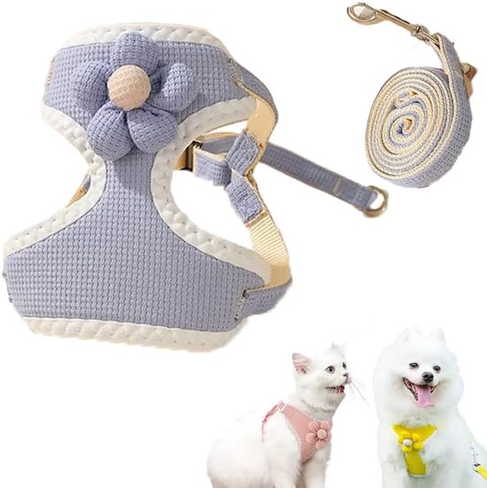 Dog harness - dog harness - dog harness small dog - Anti-pull harness - Y-shaped harness - Pet harness - Cat escape harness - Adjustable harness for small and medium dogs (blue, size S)