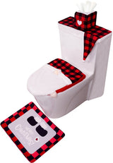 Toilet Seat Covers - Set of 4 - Christmas Toilet Seat Covers - Christmas Bathroom Accessories - Cute Christmas Dwarf Toilet Seats - Christmas Bathroom Decorations - Easy to Clean - Non-Slip Toilet Mats