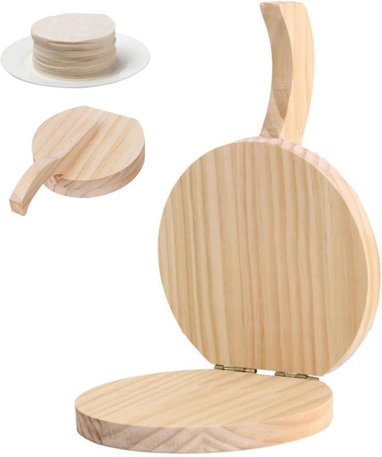 Tortilla Press - Natural Wood Tortilla Press - 6.5 Inch Round Tortilla Press with Handle - Tool for Making Homemade Tortillas, Burritos, Chapatis, and Tortilla Dough