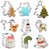Cookie Cutters - 9 Pieces - Christmas Cookie Cutters - Baking Molds - Christmas Tree/Snowman/Bell/Reindeer Cookie Cutters - Stainless Steel Baking Molds