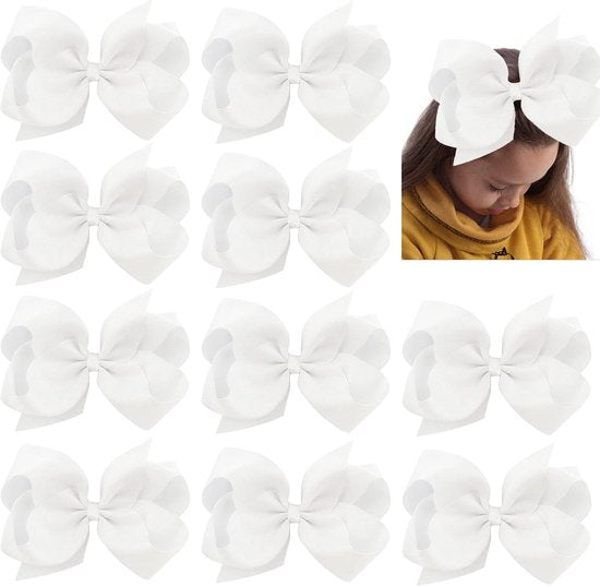 Hair Clips - 10 Pieces - Hair Clips with Bow - Solid Color Hair Clips with Bow - Hair Accessories - Suitable for loose hair, braided hair, parties, Christmas, etc.
