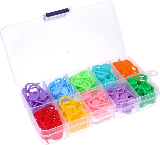 130 pieces - 13 pieces of each of 10 colors - plastic safety pins - knitting markers - crochet hook clips