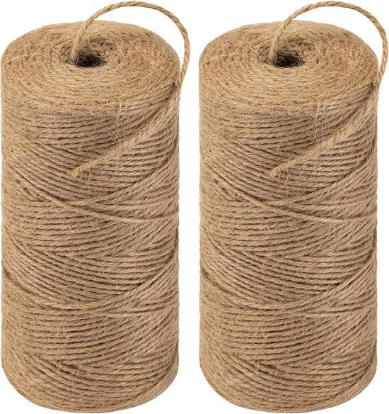 Jute rope - 2 rolls - 200m per roll - Brown - Suitable for gardening, crafts, gift wrapping, wedding decorations