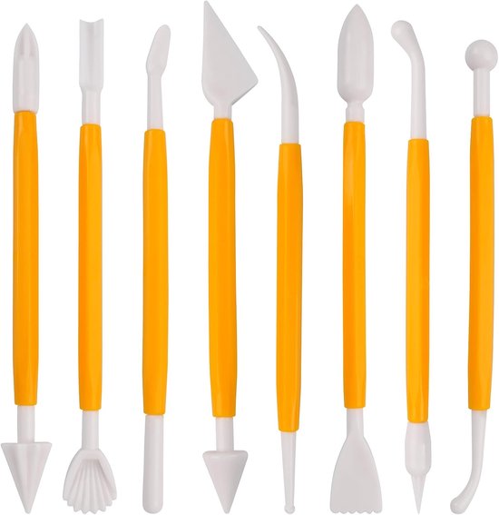Fondant Modeling Tools - Set of 8 - Decorative Fondant Tools - Decorating Tools - Double-Sided Decorating Tools - Suitable for fondant, baking, clay, modeling, etc.