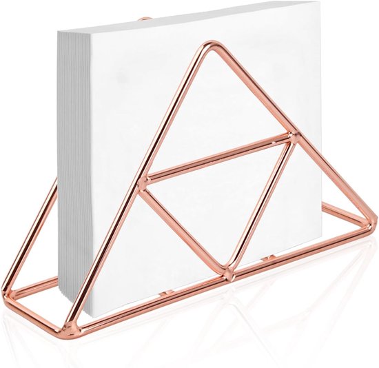 Tissue Holder - Stainless Steel Napkin Holder - Metal Napkin Holder - Triangular Napkin Holder - Paper Napkin Holder - Napkin Holder for Countertop/Dining Table/Picnic Table (Rose Gold)