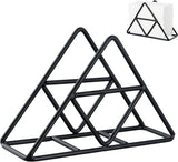Tissue holder - Stainless steel napkin holder - Metal napkin holder - Triangular napkin holder - Tissue holder - Napkin holder for countertop/dining table/picnic table (black)