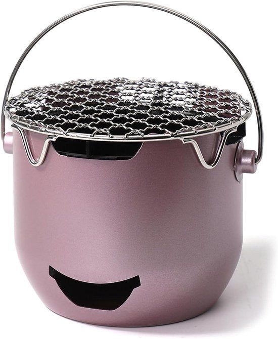 Grill - Portable Charcoal Grill - Mini Stainless Steel Charcoal Grill - Small Outdoor Grill - Suitable for Camping, Backyard BBQs, RVs and Picnics (Purple)