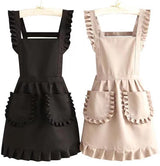 Aprons - 2-piece set - Kitchen aprons - Cooking aprons - Catering aprons - Ceramic aprons - Painting aprons - Black and off-white