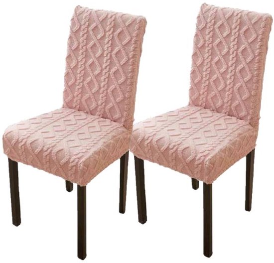 Chair Covers - Pack of 2 - Chair Covers for Home Use - Universal Model - Full Coverage Including Backrest - Stool Covers - Chair Cushions - Non-Slip and Thickened - Pink