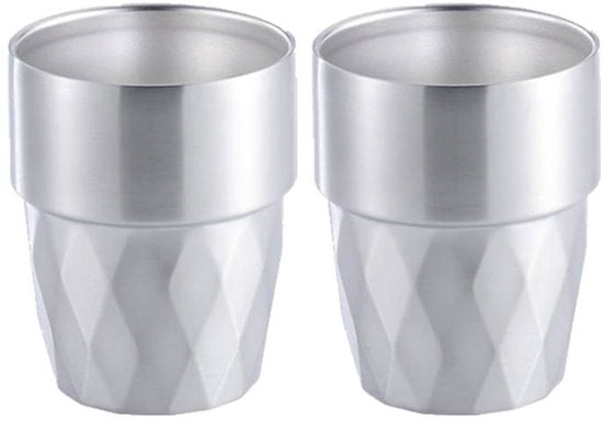 Mugs - 2-piece set - Stainless steel mugs - Double-walled water mugs made of 304 stainless steel - Beer mugs - Coffee mugs