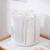 Rotating cup holder for paper cups - holder with four compartments - with 360° rotating base - suitable for kitchens, bathrooms and coffee bars - white