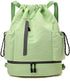 Drawstring Backpack - Waterproof Sports Bag - Lightweight Sports Backpack - With Shoe Compartment - Unisex - Suitable for Basketball, Football, Swimming and Travel - Vegetable
