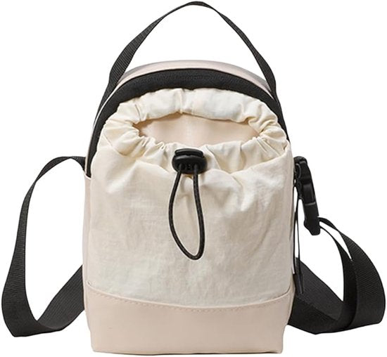 Women's shoulder bag - casual bag - adjustable canvas bag with drawstring - suitable for daily commuting and travel.（White）