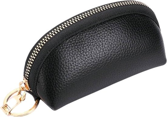 Mini Keychain Pouch/Coin Holder - Key Holder, Coin Organizer, Wallet for Women and Men, Keychain Protector (Black)