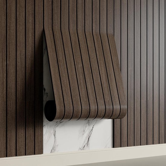 Self-adhesive 3D Wall Panel - Smoked Wood Look - PVC Plank 300x40 cm for Wall & Ceiling - Soundproof