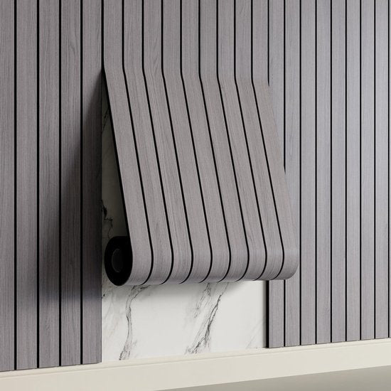 Self-adhesive 3D Wall Panel - Gray Oak Look - PVC Plank 300x40 cm for Wall & Ceiling - Soundproof