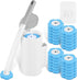 Toilet Brush Set with 24 Replaceable Heads - 360° Cleaning & Pre-assembled Cleaning Solution - Includes Storage Station