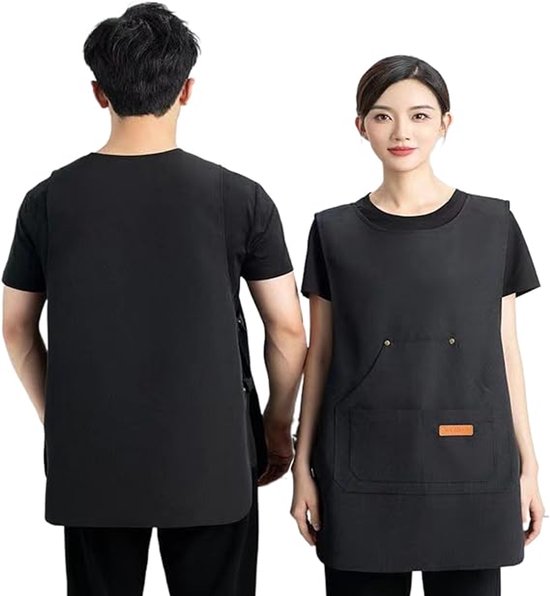 Apron - Vest-style apron - Baking and kitchen tools - Waterproof - Stain-resistant - Unisex - Black