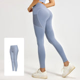 Slim Fit Sports Pants - High Waist Yoga Pants with Side Pockets - Soft and Stretchy Blended Fabric, Breathable and Comfortable - Skinny Fit with Elastic Waist - Suitable for Yoga, Fitness, Walking and Daily Use (Light Blue, Size XXXL)