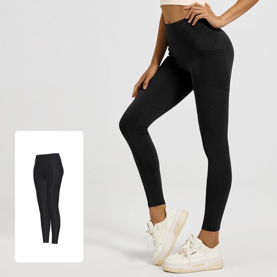 Slim Fit Sports Pants - High Waist Yoga Pants with Side Pockets - Soft and Stretchy Blended Fabric, Breathable and Comfortable - Skinny Fit with Elastic Waist - Suitable for Yoga, Fitness, Walking and Daily Use (Black, Size XXXL)