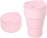 Collapsible Silicone Camping Mug – 385ml – Travel and Drinking Mug with Lid, Dishwasher Safe – Ideal for Camping, Hiking and Office (Pink)