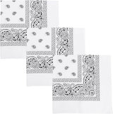 3-Piece Headscarf Set (Square) - Retro Black & White Pattern Headscarf Scarf for Daily Styling, Hairband & Decoration