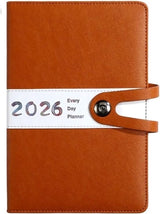Agenda 2026 adults - Planner - Journal - Organizer - Business - Texture - PU material - A5 format - Brown