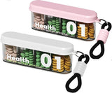 Medicine Box - Four-Compartment Pill Box - Compact and Portable Travel Pill Box - Only 11.5cm, Perfect for Storing Daily Vitamins, Supplements, and Pills - Set of 2 (Light Pink, White)