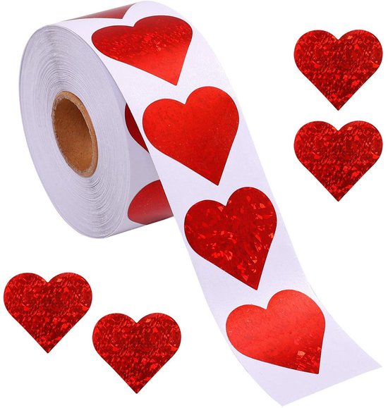 500 Heart Stickers – Valentine's Day Decoration – Heart-shaped Wall Stickers – Sticker Accessories for Birthdays, Parties and Special Occasions