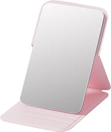 Frameless High Definition Makeup Mirror - Foldable Travel Mirror - Portable Makeup Mirror with Soft PU Leather Cover - Suitable for Bedroom, Bathroom & Travel（Pink）