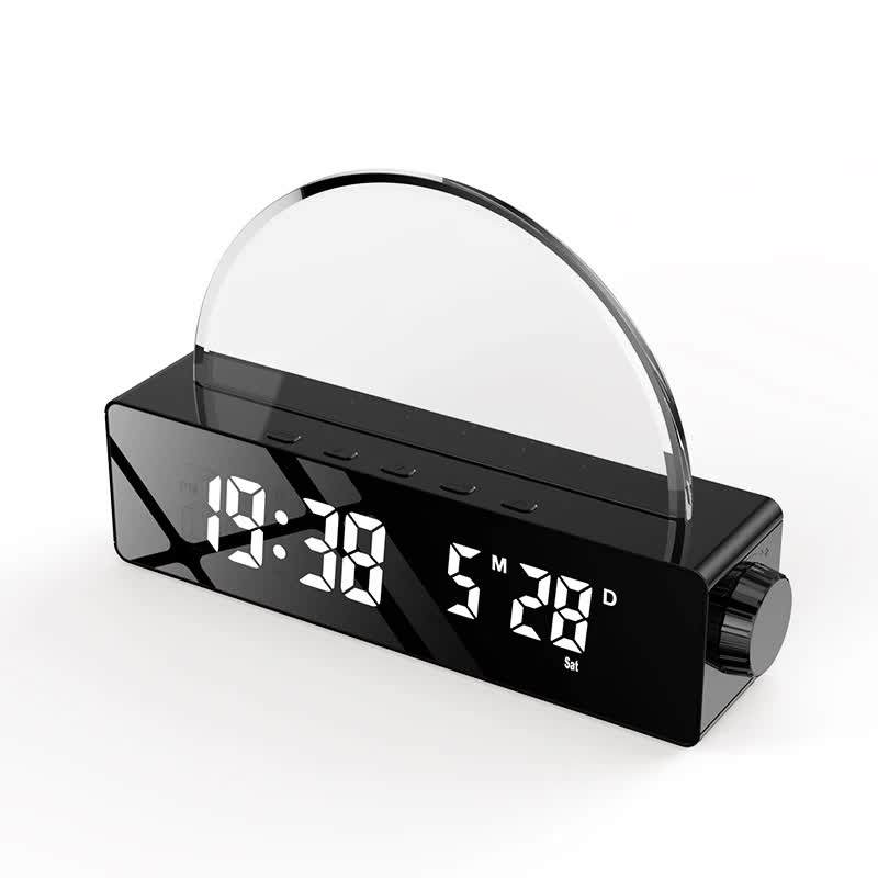Sunrise Wake-Up Light LED Sleep Mood Lamp Black/White with Clock Calendar 1 piece Black