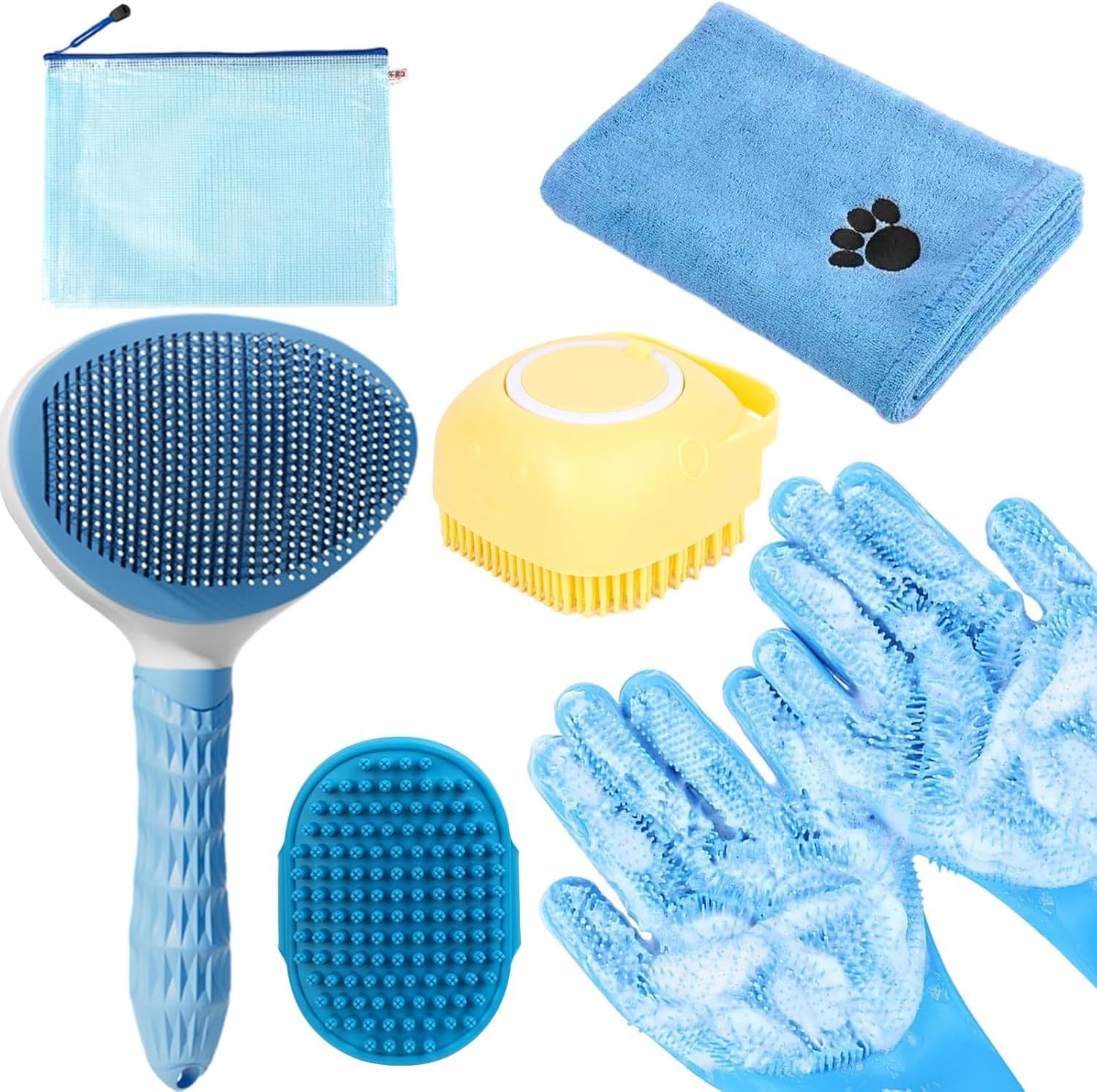 Bath Brush Set - Hair Care - Dog Supplies - 6 in 1