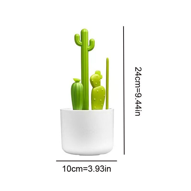 Bottle brush - bottle brush - cleaning brush - cactus shape - includes bottle brush, nipple brush, detail brush and straw brush - suitable for bottle drying rack