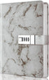 Diary with combination lock, waterproof leather, marble pattern, gray, 1 pack