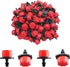 Drip Irrigation Emitters 50 Pieces Irrigation Drippers 360 Degree System Emitters Sprinklers Drip Irrigation 1/4 Inch Pipe Gardening (Red)