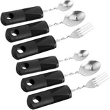 Gatuida 2 Sets Flexible Camping Utensils One-Handed Kitchen Gadgets Pan Disabled Tableware Non-Slip Tableware Adaptive Utensils Gadgets for Disabled Rubber Black