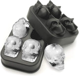 KIRALOVE 4 skulls - ice cubes - silicone ice cube maker - for home - kitchen - bar accessories - drinks - random color - refrigerator