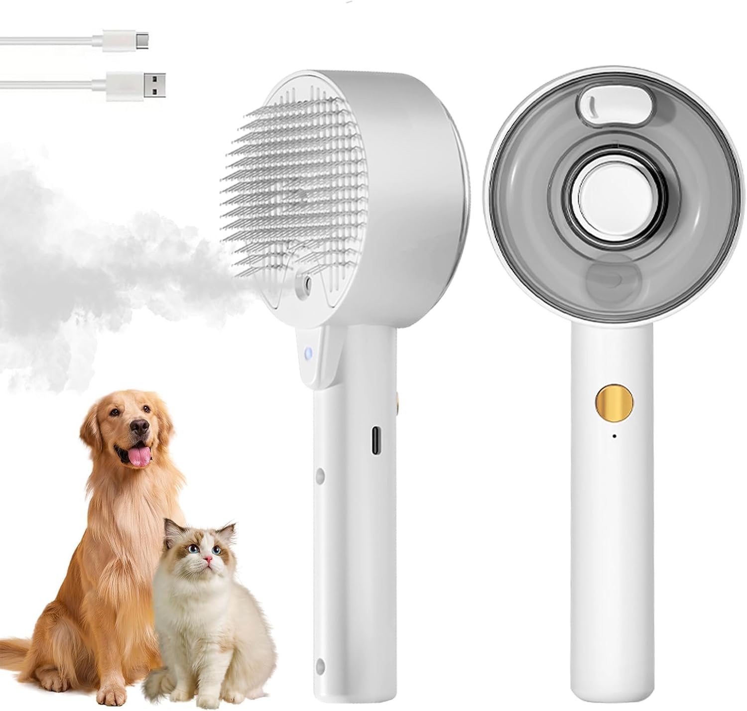 Steam Brush for Animals - Care Against Hair Loss - Suitable for Cats and Dogs - With Cleansing Massage
