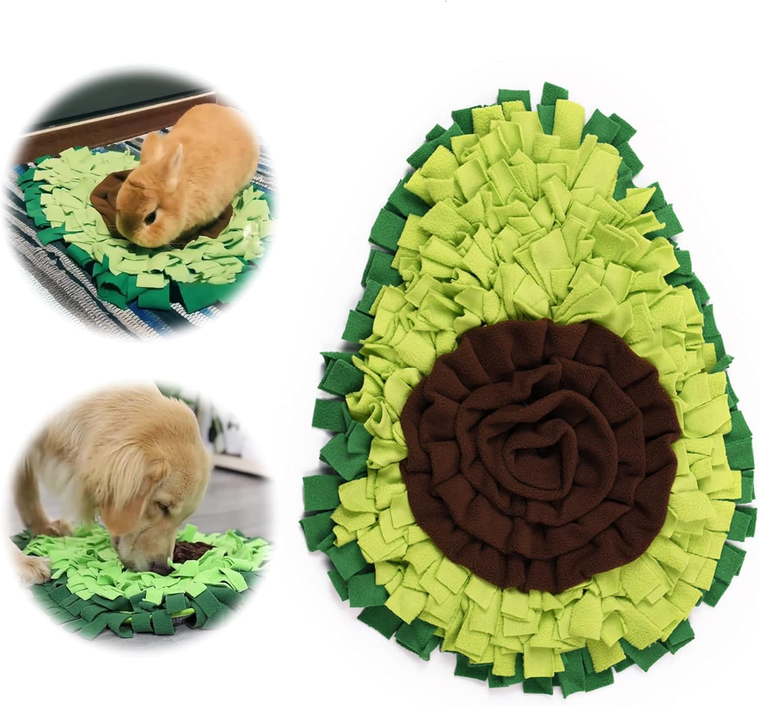 Snuffle Mat - Avocado Design with Foldable - For Dogs and Cats - Green Training Mat - Pet Activity