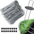 Weed Foil Spikes - U-shaped Ground Pegs - Garden - Artificial Grass - Ground Pegs, Tent, Heavy Metal - 100 pieces + 16 Buffer Rings
