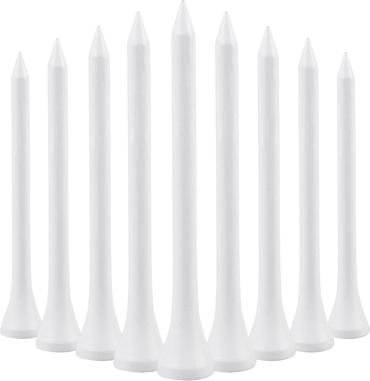 Wooden golf tee - 70 mm - White - 100 pieces