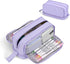 Pencil Case - Large Capacity Pencil Case - Suitable for Girls and Boys - With 4 Compartments - Multifunctional Pencil Case, Stationery Storage Bag, Office Cosmetic Bag - Portable Pencil Case - Suitable for Teens, Adults, Women and Men - Purple