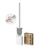 Toilet brush and holder - Deep cleaning silicone toilet brush - Flat toilet brush with long handle - Quick-drying toilet brush and holder - For bathroom - Floor/wall mounted - White - 11*8.5*13.8cm